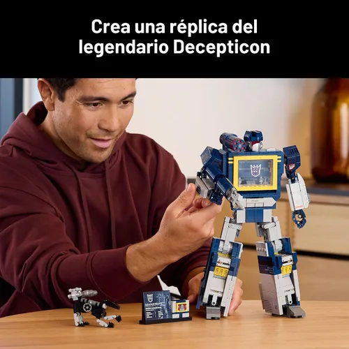 Vista 3 de LEGO Icons Transformers: Soundwave - Building Set W/Sound Effects for Adults, 18+ - Model Kit W/Ravage & Laserbeak Figures - DIY Home Decor