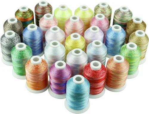 Vista 8 de Simthread s 12 hilo de la máquina del bordado del poliéster del color abigarrado para la mayoría de las máquinas caseras del bordado 1100 yardas
