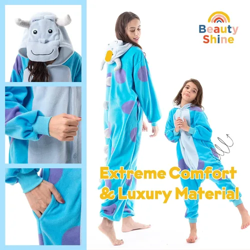Vista 3 de Beauty Shine Kids Onesie Unisex Child Animal Costume Sleepwear Jumpsuit Christmas Halloween Cosplay Pajamas