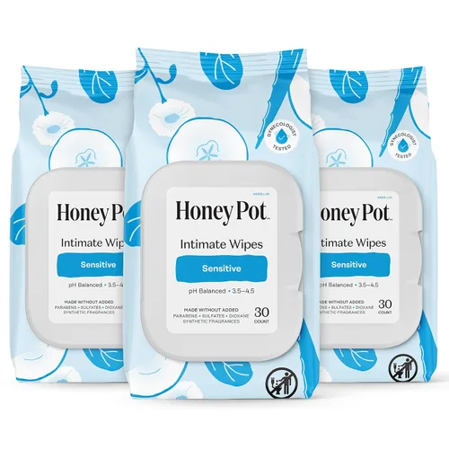 Vista 13 de The Honey Pot Company - Toallitas femeninas - Envueltas individualmente - Toallitas diarias con equilibrio de pH, sin fragancia y sin sulfato