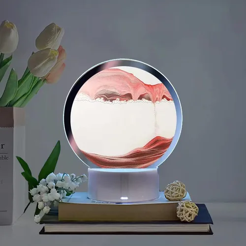 Vista 9 de Lámpara de mesa de pintura de arena USB, luz nocturna, paisaje dinámico natural 3D, arte creativo, arena, regalos decorativos para el hogar, mesita