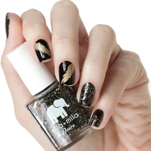 Vista 5 de ella+mila Esmalte de uñas vegano, secado rápido y resistente al astillado traje de noche negro