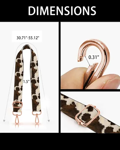 Vista 6 de Correas para bolso, hebilla de oro rosa, correa ancha para hombro, cinturón de repuesto ajustable a la moda para bolsa cruzada de lona, bolso