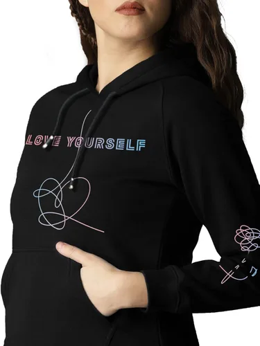 Vista 2 de Yuxrytue Sudadera con capucha para mujer y niña, Bangtan Boys K-POP de Jungkook Suga Jin V sin botones con cordón