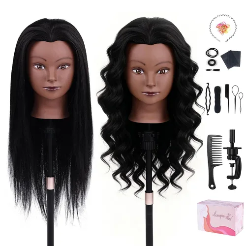 Vista 12 de Mannequin Head with 100% Human Hair,TopDirect 16"Real Hair Cosmetology Mannequin Manikin Head Hair Styling Hairdressing Practice Training Doll Head
