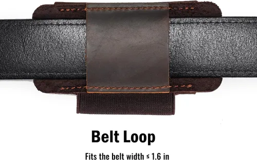 Vista 6 de Funda de cuchillo de cuero VIPERADE PJ33 para cinturón, funda de navaja de bolsillo horizontal con soporte elástico para bolígrafos, funda de Marrón