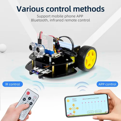 Vista 4 de Microbit - Kit de coche robot 2WD para Micro:bit V2 y V1.5 (no contenido), coche de codificación gráfica de código de imagen con sensor ultrasónico