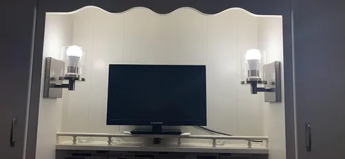 Vista 2 de Pathson Juego de 2 apliques de pared cableados, luces de tocador de pared de baño con vidrio transparente y base E26, accesorios de montaje en pared