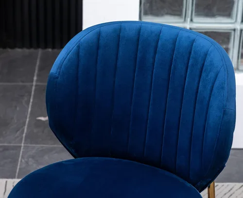 Vista 12 de Amoa - Juego de 2 patas de metal dorado contemporáneas con sillas de comedor tapizadas de terciopelo, color azul