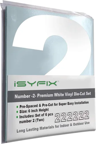 Vista 15 de iSYFIX - Calcomanías de vinilo blancas con número 0 (cero) - Juego de 6 unidades de 1.5 pulgadas autoadhesivas - Decalcomanías premium troqueladas