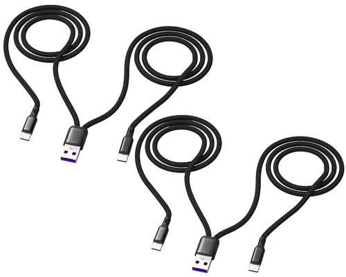 Vista 7 de Paquete de 2 cables Multi C de 0.6 pies, carga múltiple tipo C 2 en 1, carga de divisor doble 3A, cable de nailon, USB A a puerto doble C