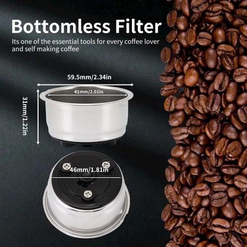 Vista 3 de Haofy Cesta de filtro de café, tazas de filtro de café desmontables, accesorio de filtro de máquina de café de acero inoxidable para oficina en casa
