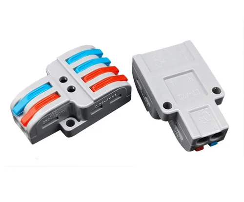 Vista 2 de Paquete de 10 conectores de tuerca de alambre de palanca, conductores de cableado rápido compacto, conector de cable de terminal de empuje, LT-422