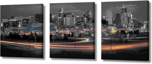 Vista 72 de TUMOVO Arte de pared en blanco y negro con paisaje urbano de Nueva York, decoración de pared de horizonte de Nueva York para sala de estar, puente
