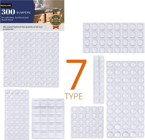 Vista 6 de 300 piezas de parachoques de goma transparente, almohadillas autoadhesivas de amortiguación de ruido para puertas de gabinetes, cajones, muebles