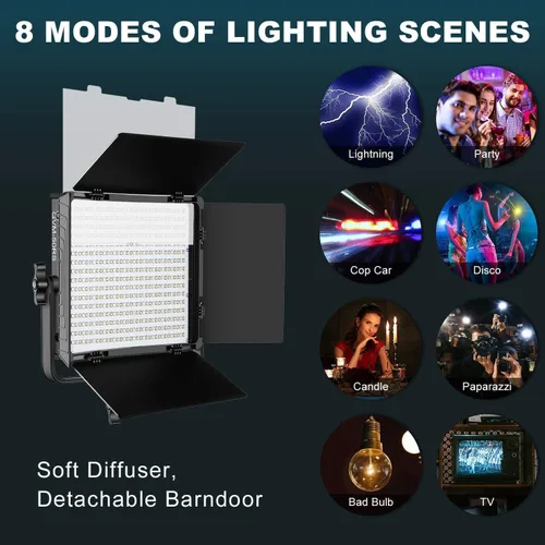Vista 3 de GVM Luces de video RGB con control de aplicación, kit de iluminación de video de estudio a todo color de 50 W, luces de video LED para iluminación