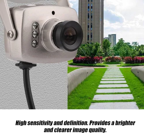 Vista 3 de Dpofirs Mini cámara CCTV analógica con cable, lente gran angular de 0.142 in, cámara de video de audio para estacionamiento de hotel residencial