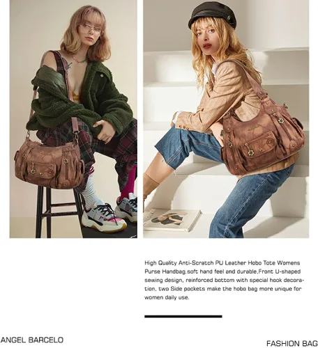 Vista 6 de Angel Barcelo Bolsos de cuero sintético para mujer, bolso de hombro, a la moda, bolsas para niñas