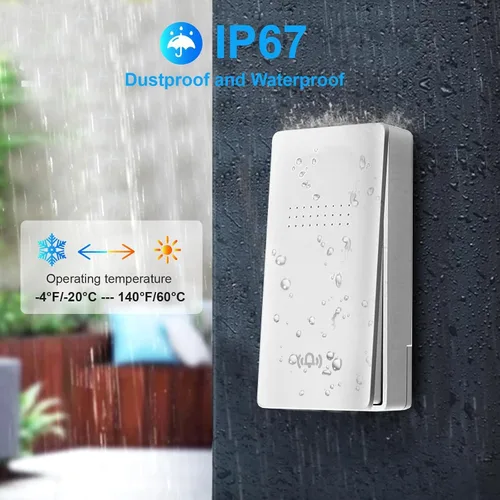 Vista 4 de Timbre inalámbrico – Timbre de puerta autoalimentado, no requiere batería para el hogar, botón enchufable, timbre de puerta inalámbrico impermeable