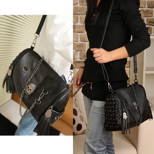 Vista 7 de Fivelove - Bolso de hombro con asa superior para mujer, con remache, tamaño mediano, bolso de mano Kulou
