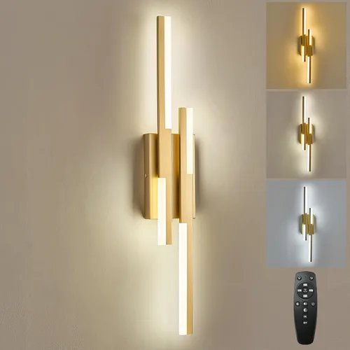 Vista 21 de Benkut - Aplique de pared LED moderno negro remoto para baño
