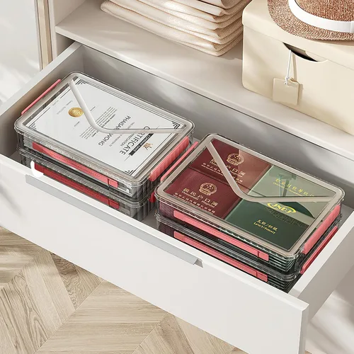 Vista 6 de Marte Vanci Contenedor de almacenamiento de plástico con tapa, estuche portátil para proyectos con asa, caja de almacenamiento transparente