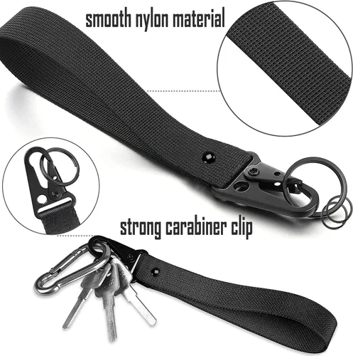 Vista 8 de Dsycar Llavero Negro para Coche y Motocicleta con Anilla - Etiqueta de Llavero para Coche - Correa de Muñequera para Llave, Cordón de Muñeca