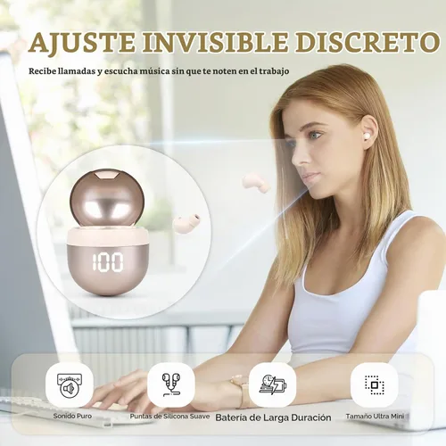 Vista 3 de Invisible Mini Wireless Bluetooth Earbuds Tiny IPX5 Waterproof Sleep Stereo