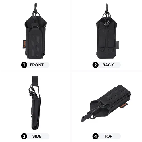 Vista 4 de EXCELLENT ELITE SPANKER Funda táctica universal para radio con sistema Molle, ajustables para cinturón de servicio, chaleco para walkie talkie