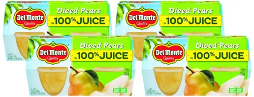 Vista 9 de DEL MONTE Peras en cubitos en 100% aperitivos de jugo de fruta, 4 unidades, paquete de 6