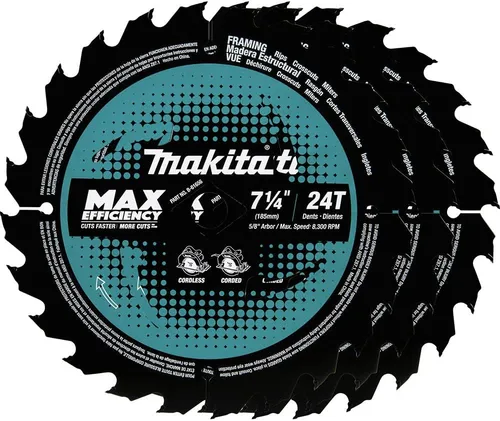 Vista 9 de Makita B-61656 7-1/4" 24T - Hoja de sierra circular de máxima eficiencia con punta de carburo, encuadre