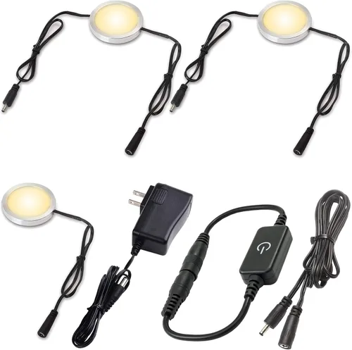 Vista 10 de Iluminación para debajo del gabinete, luces LED regulables, sobre o debajo para armario de cocina, luz nocturna segura, iluminación de acento, luz