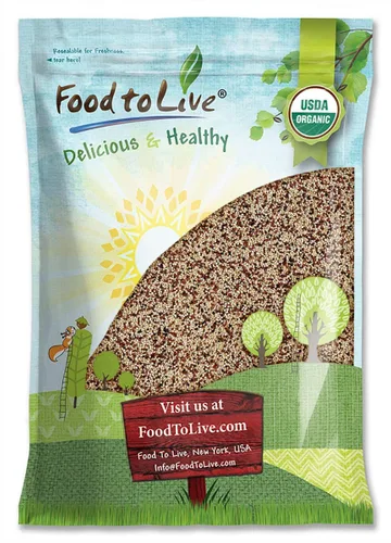 Vista 9 de Food to Live Quinua orgánica tricolor, 1 libra, sin OMG, mezcla de quinua blanca, negra y roja, grano entero, semillas crudas, no irradiada, kosher