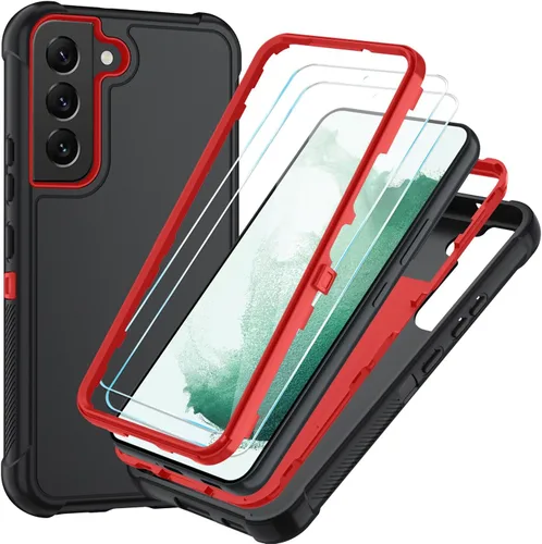 Vista 40 de SunStory Funda 3 en 1 para Samsung Galaxy S22 con protector de pantalla Verde Armada (ArmyGreen)