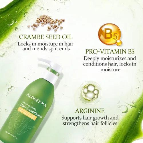 Vista 2 de Aloderma Aloe Nourishing Hair Care Set - Champú y acondicionador nutritivos - Fortalecimiento, control de daños - Todo tipo de cabello