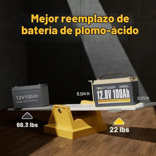 Vista 6 de Power Queen Batería LiFePO4 del motor de arrastre del grupo 31 de 12V 100Ah