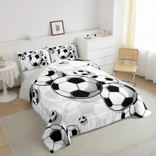 Vista 101 de Juego de ropa de cama de baloncesto para niños y adolescentes, juego de edredón deportivo para niños, tamaño matrimonial, suave, ligero, decoración