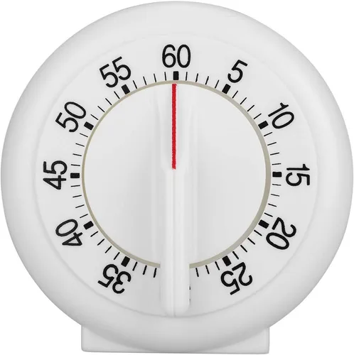 Vista 5 de Temporizador silencioso de cuenta regresiva, temporizador mecánico de 60 minutos, temporizador de forma redonda, reloj despertador de conteo