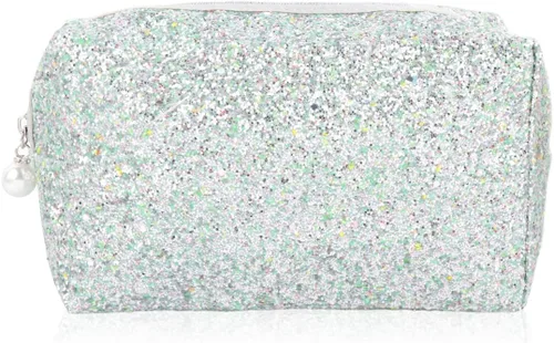 Vista 8 de RIAH FASHION Bolsa organizadora de embrague, bolsa organizadora de viaje, cosméticos, artículos de tocador, joyería, lindo bolso de lentejuelas