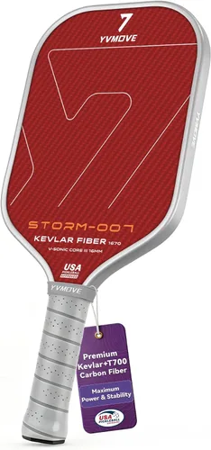 Vista 10 de YVmove 16mm Kevlar T700 Carbon Fiber Pickleball Paddle, USAPA Approved Raw Carbon Texture for Exceptional Spin Explosive Power & Consistent Shot