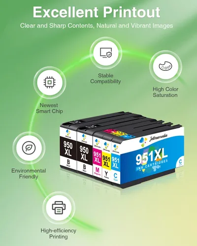 Vista 5 de Paquete de 5 cartuchos de tinta 950XL y 951XL compatibles con cartuchos de tinta HP 950 951 para impresora HP OfficeJet Pro 8600 8610 8615 8620 8100