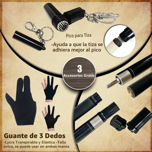 Vista 5 de Tai ba cues Juego de 2 tacos de billar con estuche, punta de cuero multicapa de 13 mm, 58 pulgadas, palo de billar profesional de madera de arce