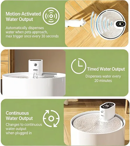 Vista 6 de Reemplazo de fuente de agua inalámbrica de cerámica para gatos, controlador de sensor de batería de 4000 mAh, sensor inteligente súper silencioso