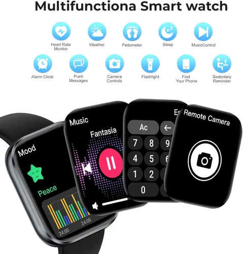 Vista 7 de Reloj inteligente para hombres y mujeres, reloj de fitness con pantalla táctil HD de 1.83 pulgadas con notificaciones Bluetooth de llamadas
