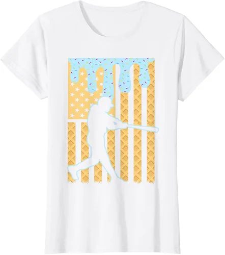 Vista 19 de Camiseta de béisbol Drip Boys Dripping Ice Cream Baseball American Flag, Negro -, Pequeña