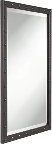 Vista 3 de Uttermost Braddock - Espejo de pared rectangular decorativo con marco de metal negro moderno, biselado de 28 pulgadas de ancho, decoración