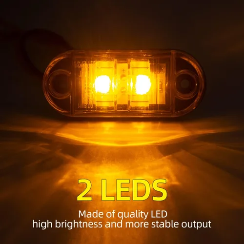 Vista 3 de (10 luces ámbar y 10 rojas) de 2.5 pulgadas, 2 diodos, 2 luces LED de marcador lateral de remolque, luces ovaladas para remolque, luces