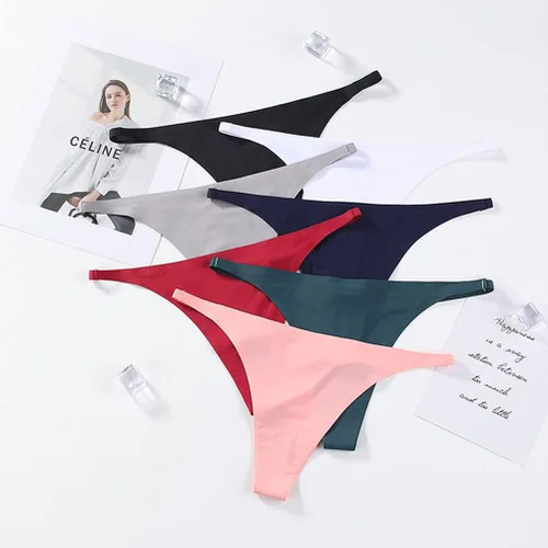 Vista 2 de Women's Seamless G-string Thong Panties Multi-Pack Low Rise No Show Invisible T-string Underwear