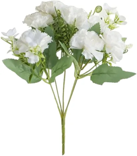 Vista 8 de Corkwaw Claveles artificiales de 40 cabezas, ramo de hortensias de seda, planta de plástico adecuada para accesorios de fotos, fiestas familiares