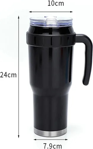 Vista 2 de AGSYFFD Taza de 40 onzas con tapa y pajita, rodillo de aislamiento térmico de acero inoxidable, taza de café de viaje, taza de aislamiento térmico
